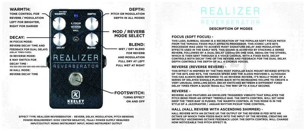 Keeley Realizer Reverberator - Keeley Electronics Guitar Effects