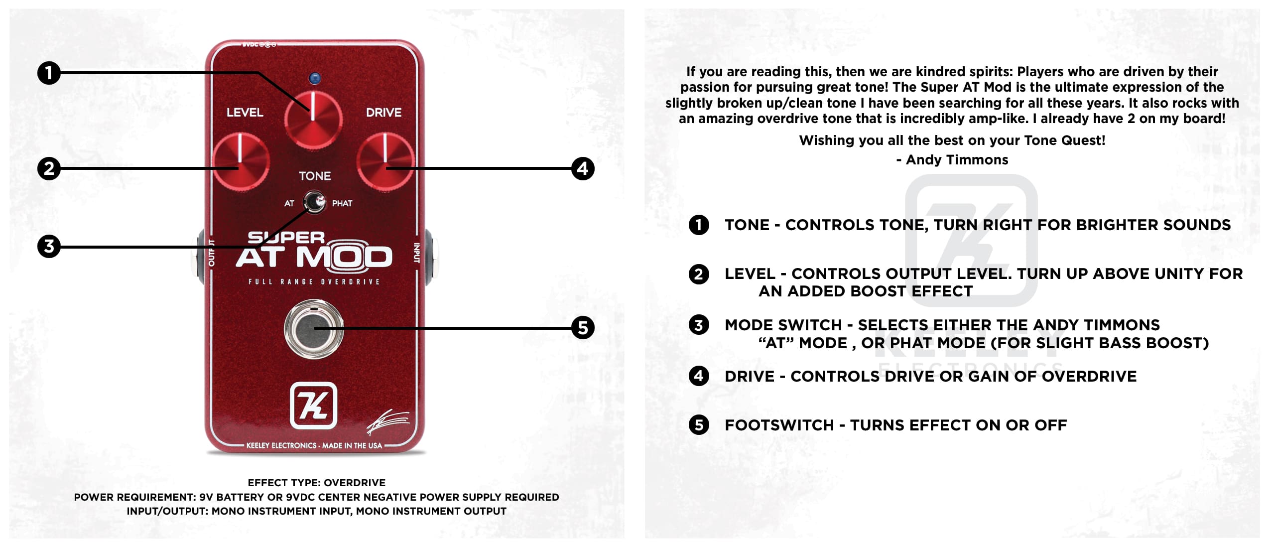 Super AT Mod Overdrive - Keeley Electronics Guitar Effects Pedals