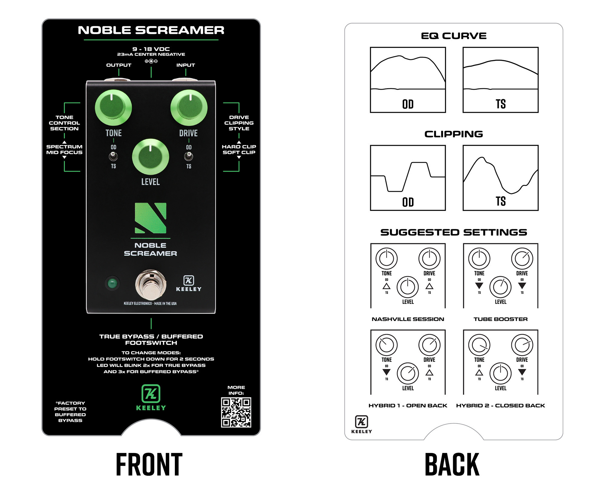 Keeley Electronics Noble Screamer Overdrive and Boost Instructions