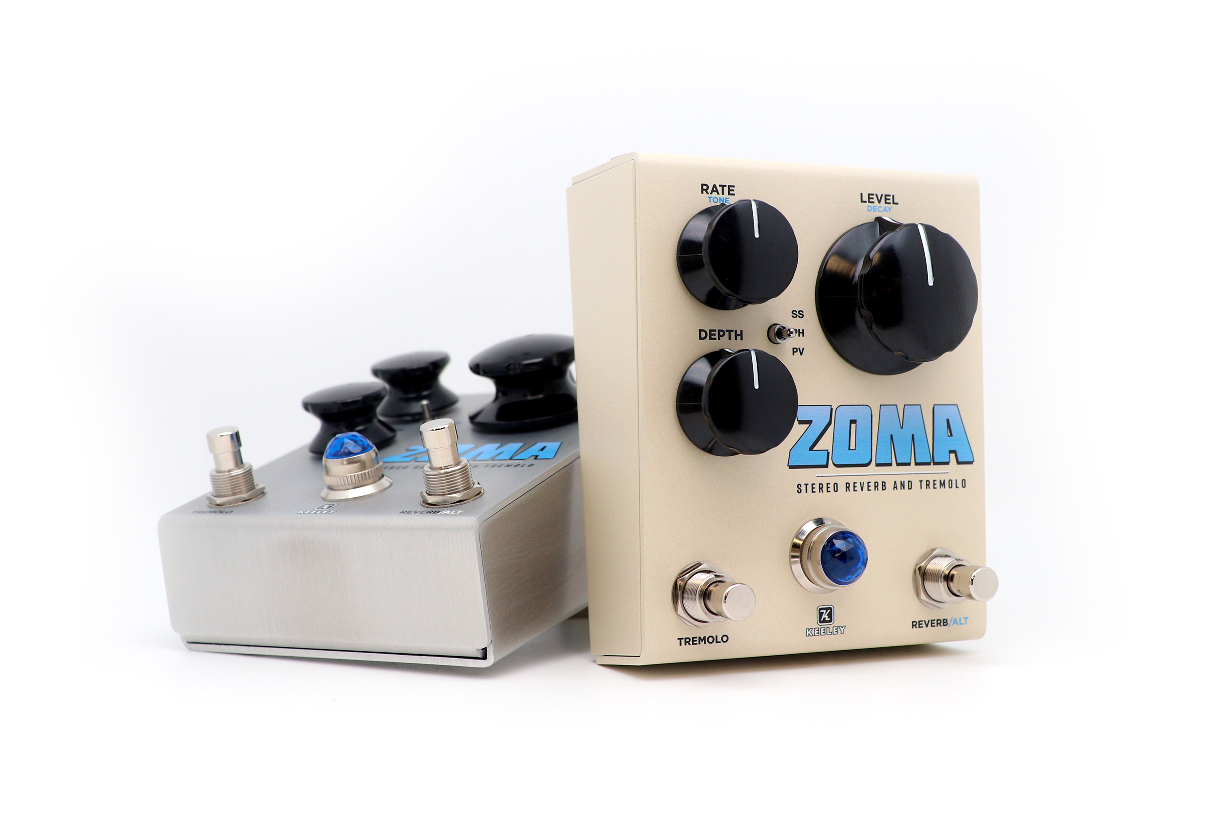 Zoma Stereo Reverb and Tremolo - Silver and Custom Shop Sand